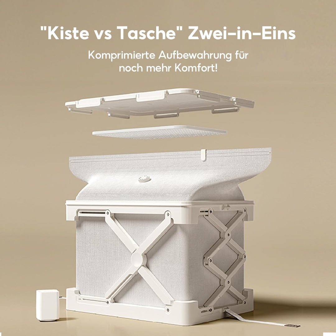 Faltbare Aufbewahrungsbox mit Deckel, Vakuum-Platzsparer, Staub- und Feuchtigkeitsbeständig, 56L Gro