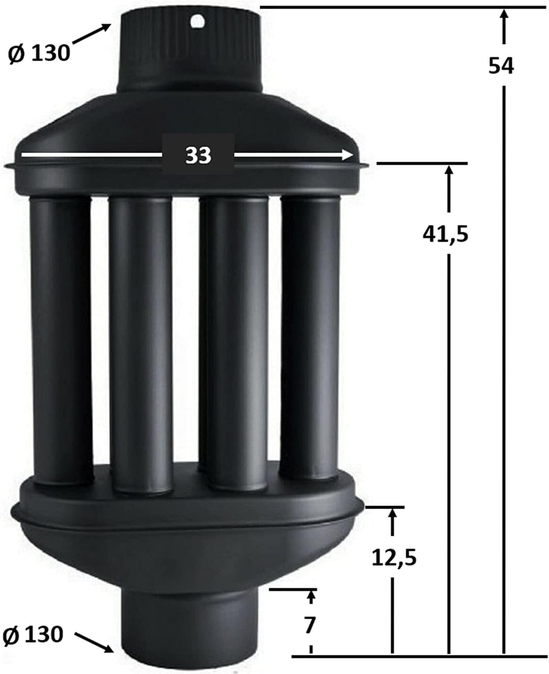 UZMAN Abgaswärmetauscher 120mm / 130mm Warmlufttauscher 6 Rohre, Kaminrohr, Rauchrohr, Rauchgaskühle