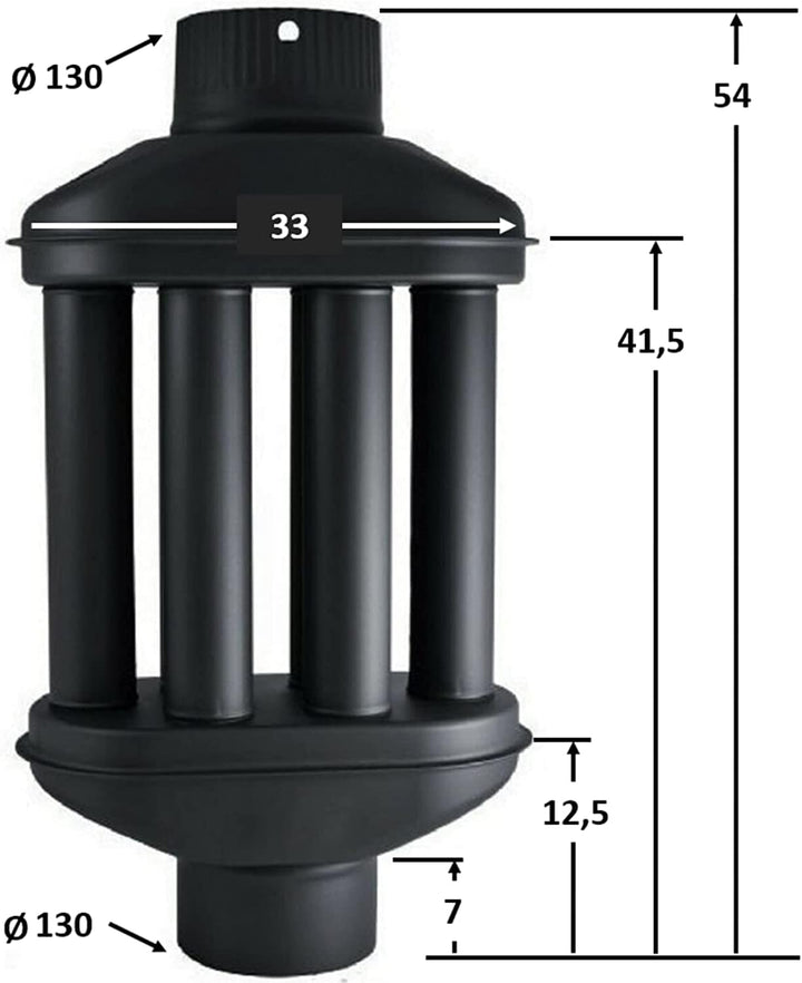 UZMAN Abgaswärmetauscher 120mm / 130mm Warmlufttauscher 6 Rohre, Kaminrohr, Rauchrohr, Rauchgaskühle