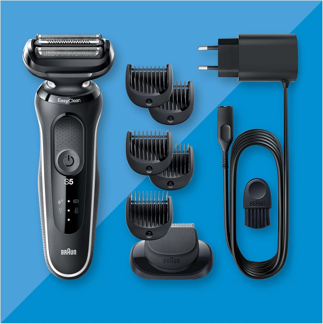 Braun Series 5 Elektrorasierer mit EasyClick Aufsatz, Barttrimmer, Rasierer Herren, EasyClean, Wet &