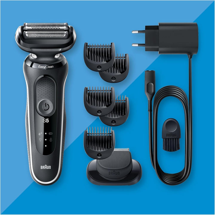 Braun Series 5 Elektrorasierer mit EasyClick Aufsatz, Barttrimmer, Rasierer Herren, EasyClean, Wet &