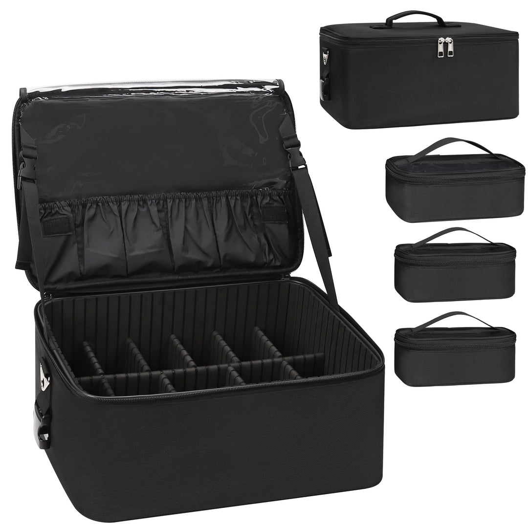 Kosmetikkoffer Grosse Make-up Tasche Professionelle Schminkkoffer Reise Beauty Case mit 3 Kosmetikta
