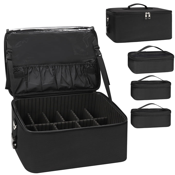 Kosmetikkoffer Grosse Make-up Tasche Professionelle Schminkkoffer Reise Beauty Case mit 3 Kosmetikta