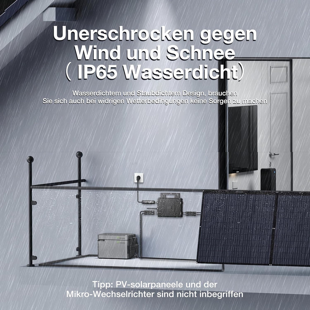 Balkonkraftwerk, PV-HUB EMS Speichersystem, 1600W DC-Ausgang mit 1024Wh LiFePO4-Batterie, IP65 wasse