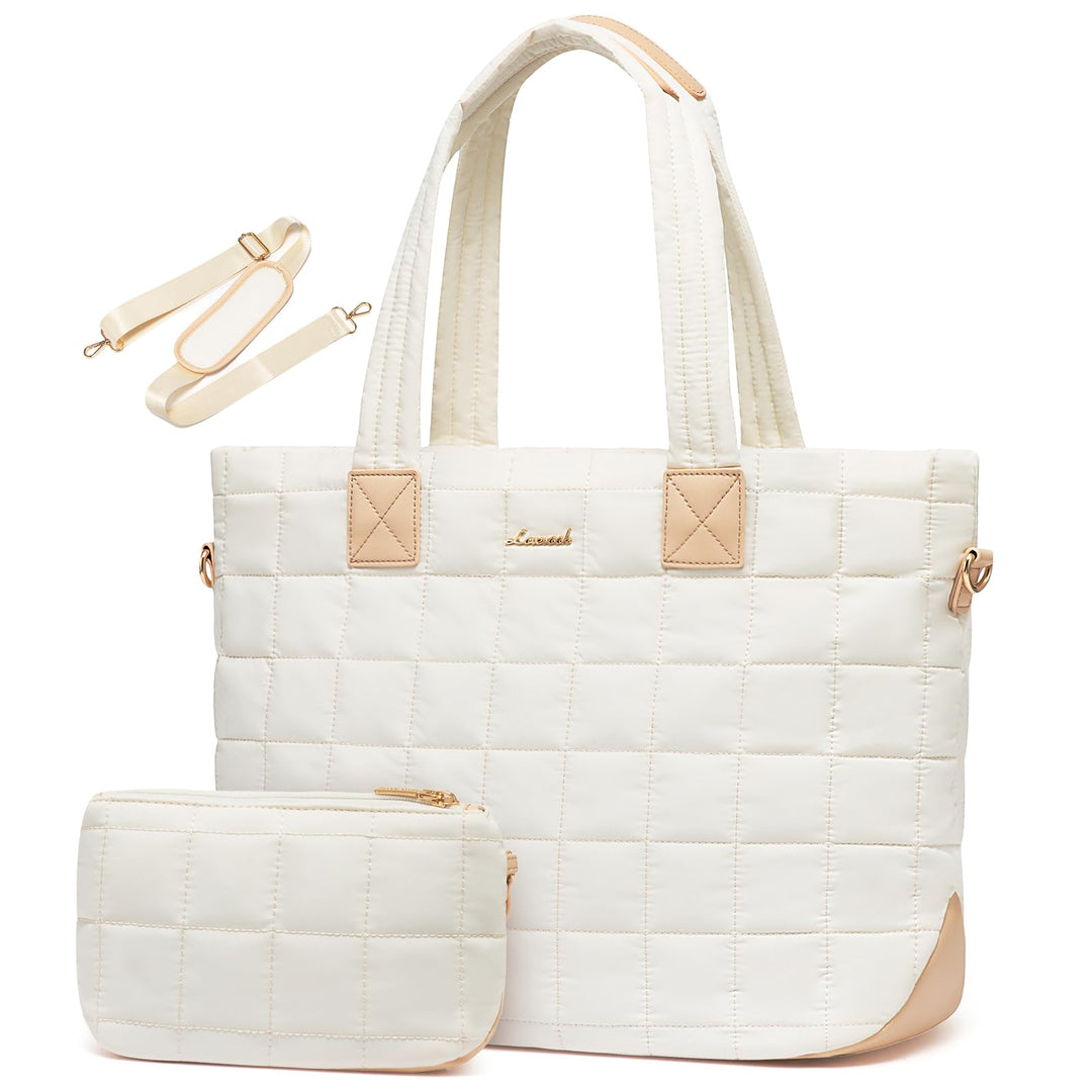 LOVEVOOK Laptop Handtasche Damen Gross，Puffer Laptoptasche 15,6 Zoll，Arbeitstasche Shopper Tasche Sc