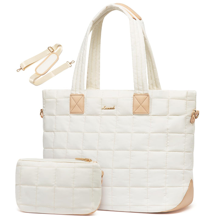 LOVEVOOK Laptop Handtasche Damen Gross，Puffer Laptoptasche 15,6 Zoll，Arbeitstasche Shopper Tasche Sc
