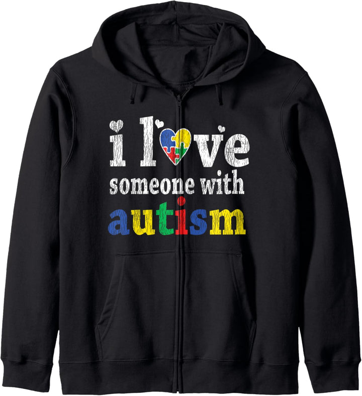 I Love someone Autism Unterstützen Sie Autismus Awareness Kapuzenjacke