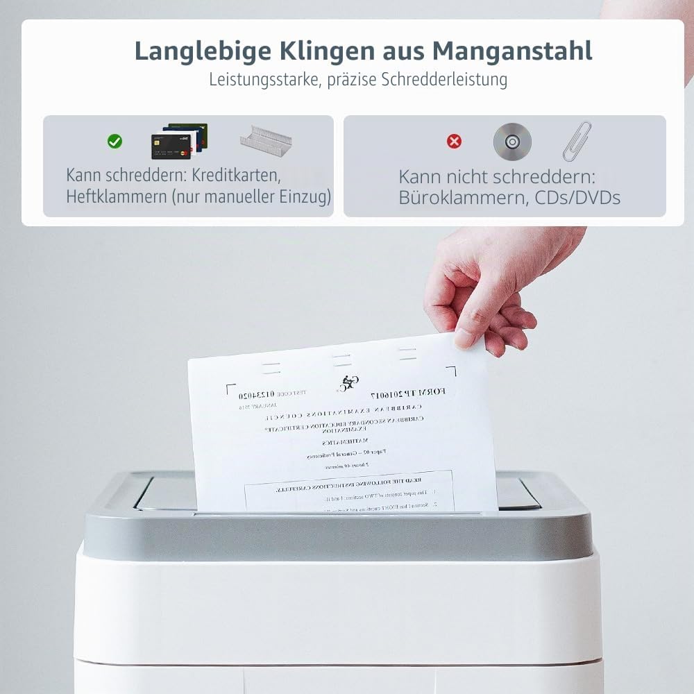 Aktenvernichter Automatischer Einzug Professionell: P5 Mikroschnitt 400 Blatt Profi Schredder für Pa