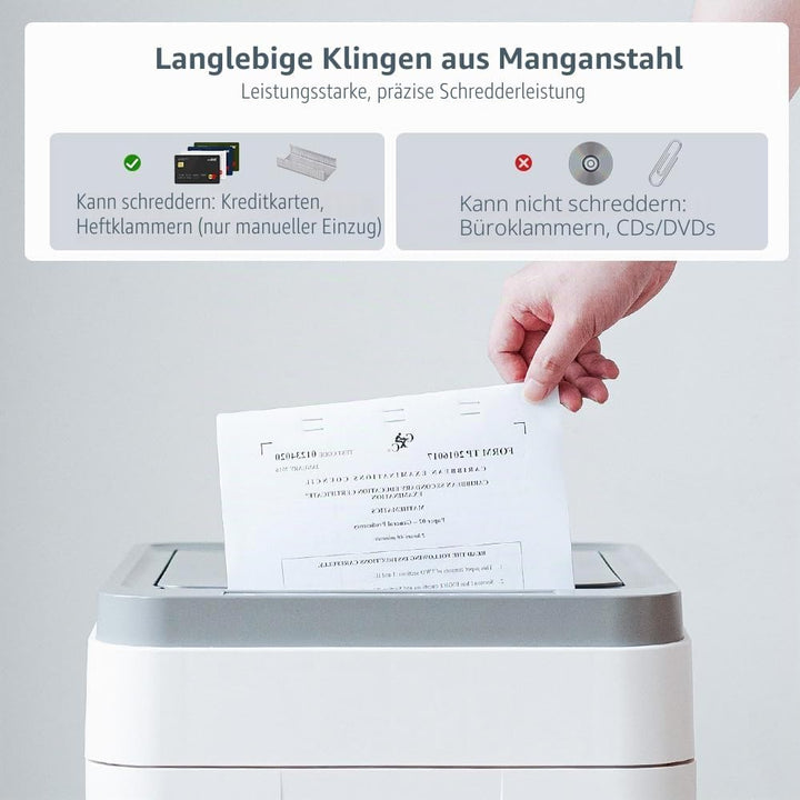 Aktenvernichter Automatischer Einzug Professionell: P5 Mikroschnitt 400 Blatt Profi Schredder für Pa