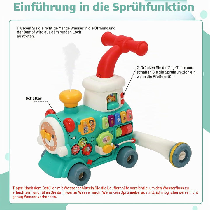 3-in-1 Baby Lauflernwagen, Multifunktionales Lauflernhilfe mit 10+ Pädagogischen Spielmodi, Licht &amp;