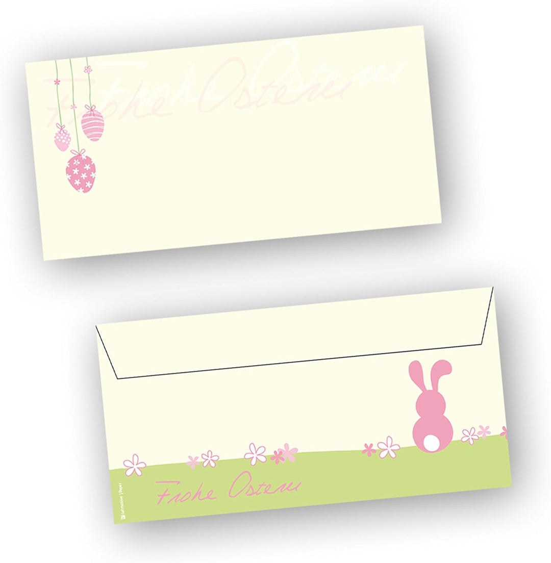 Briefumschläge Ostern rosa (250 Stück) DIN lang Umschlag mit Ostermotiv, 250