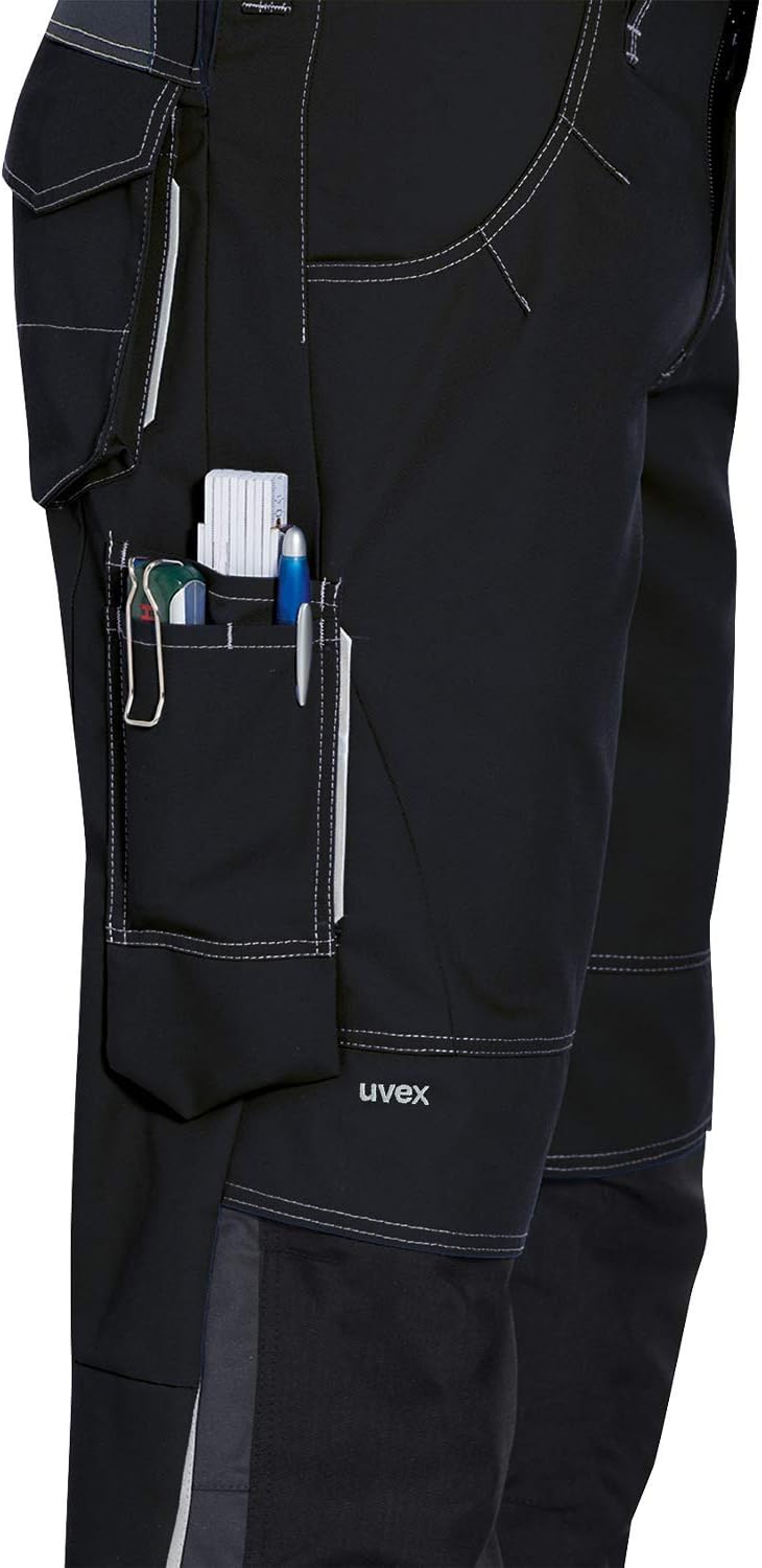 Uvex New Worker Arbeitshose - Schwarze Bundhose mit Kniepolstertaschen - Gr 58