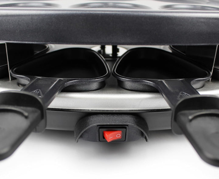Todeco - 3 in 1 Raclette-Set, Grill mit Naturstein - Material: 304 Edelstahl - Strom: 900 W - Schwar
