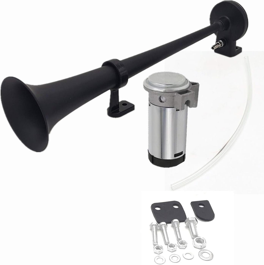 YIYIDA Autohupe Car Horn150DB Auto Elektrische Hupe 450mm Lufthupe Chrom-Zink Schwarz Einzel-Trompet