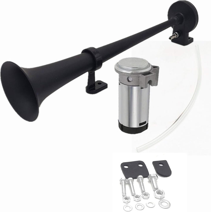 YIYIDA Autohupe Car Horn150DB Auto Elektrische Hupe 450mm Lufthupe Chrom-Zink Schwarz Einzel-Trompet