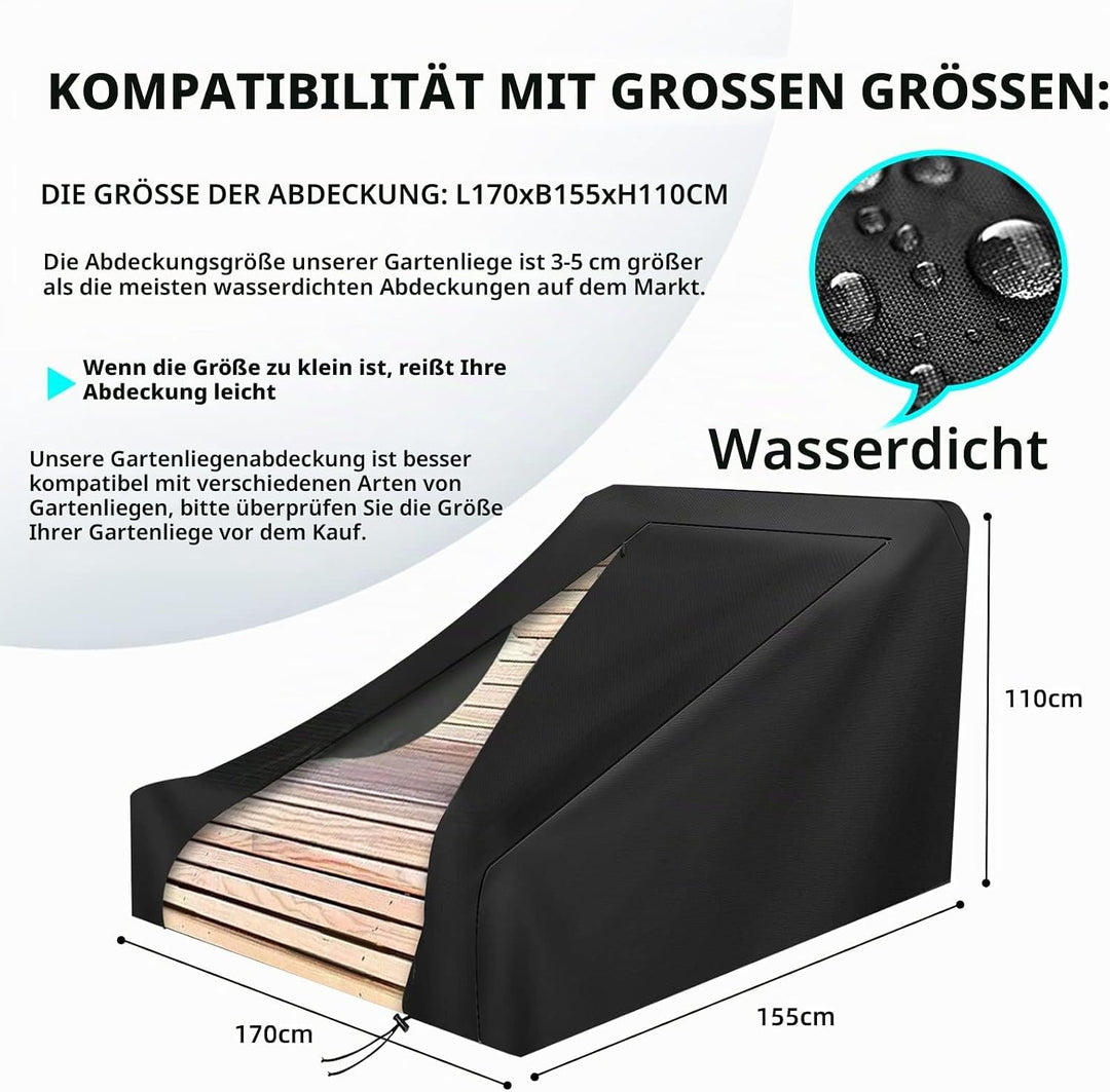 MRWiZMS Abdeckhauben Für Gartenliege, Sonnenliege Schutzhülle Abdeckung Winterfest,Holzliegen Outdoo
