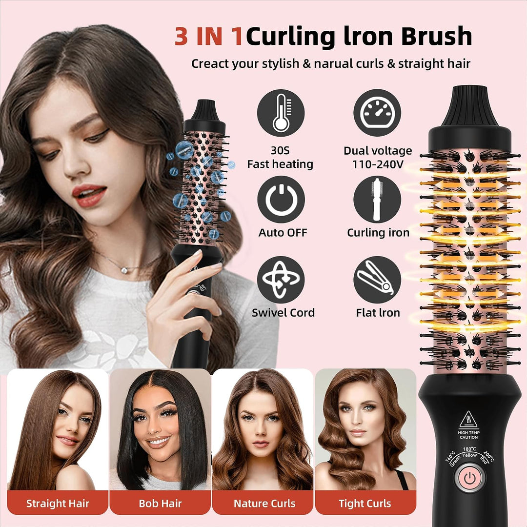 UKLISS Thermobürste 32mm, Thermal Brush LCD-Anzeige [160-200℃], Pro Ionische Thermo Rundbürste, Hot