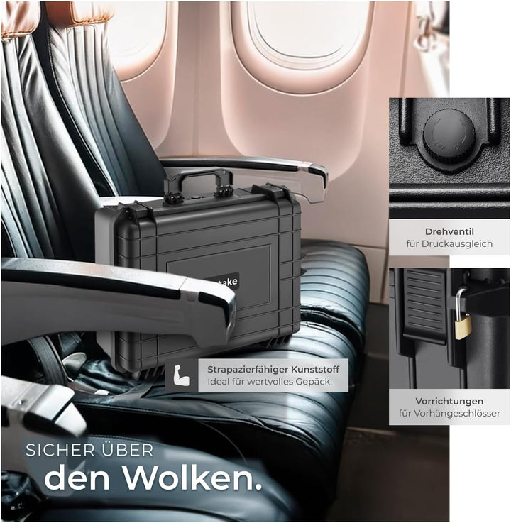 tectake® Kamerakoffer, Universalkoffer, Outdoor Box wasserdicht als Transportkoffer, Hardcase zur La