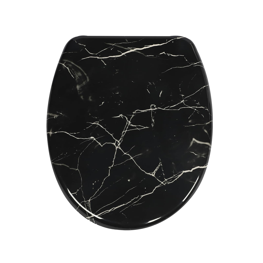 Duroplast-Toilettensitz, O-förmiger Toilettendeckel mit Soft-Close-Mechanismus, Edelstahlscharnier,