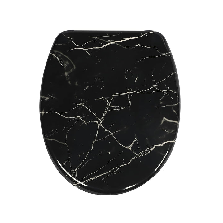 Duroplast-Toilettensitz, O-förmiger Toilettendeckel mit Soft-Close-Mechanismus, Edelstahlscharnier,