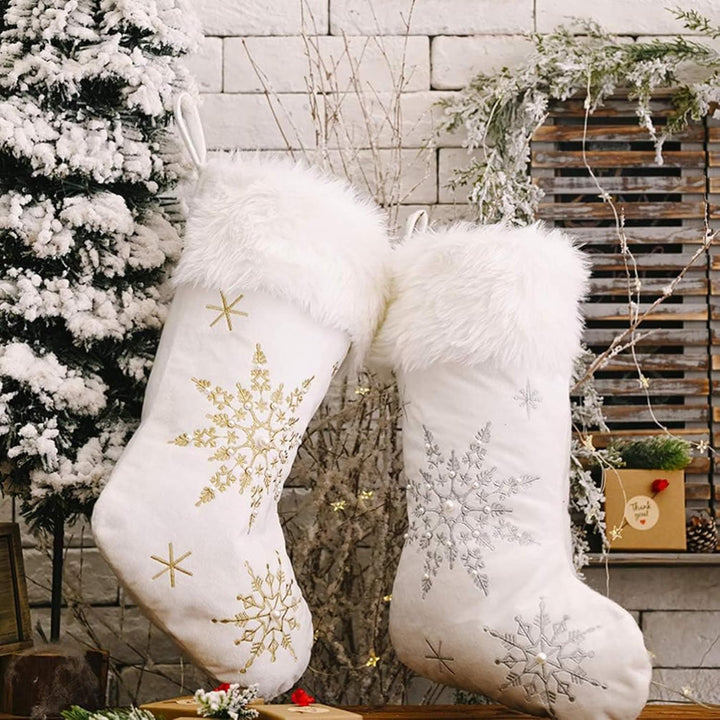 2 Stück Plüsch Nikolausstrumpf Weihnachtsstrümpfe Gross Nikolausstiefel zum Befüllen Grossen Nikolau