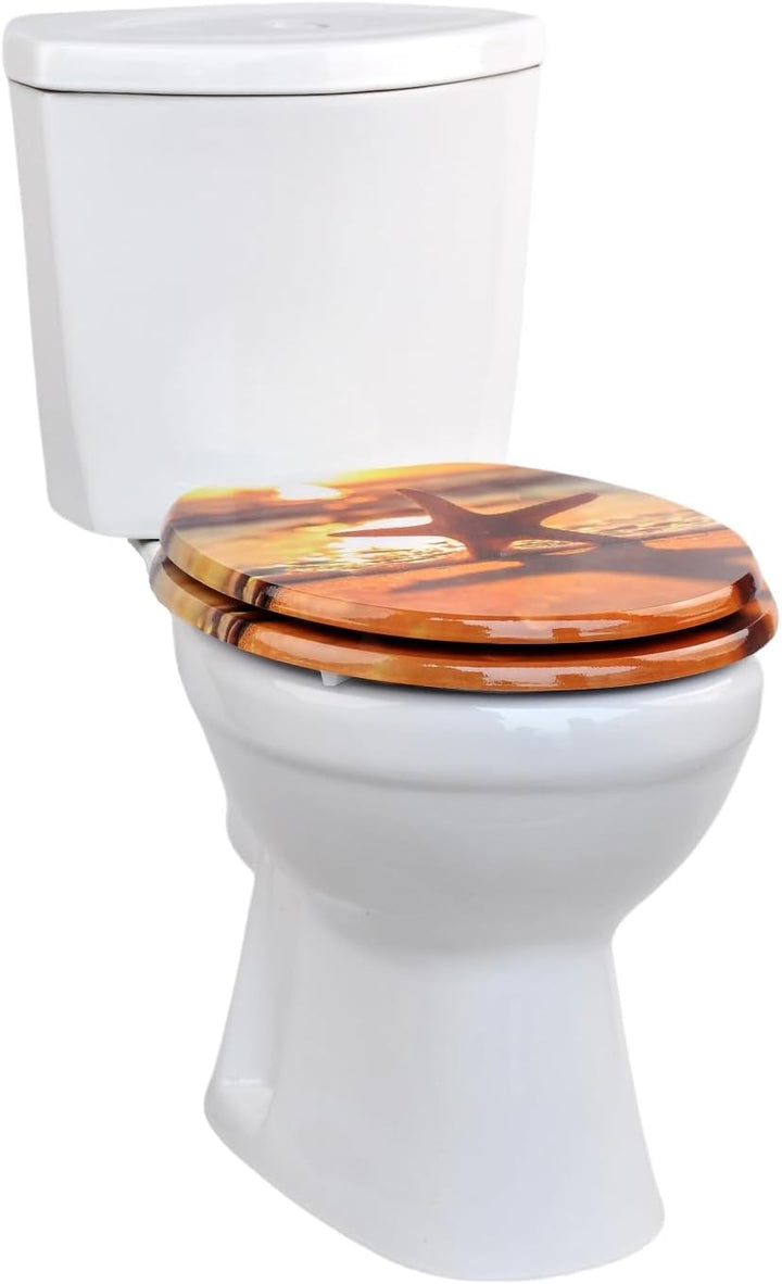 SAINOS,WC Sitz mit Absenkautomatik,Toilettendeckel aus Holz,Stabile Qualität,Einfache Reinigung Der