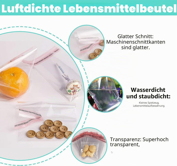 100 Stk. Klar Cellophantüten Plastiktüte Klein Grösse 25cm x 33cm + 3cm Flap 100 St. mit Klappe Zell