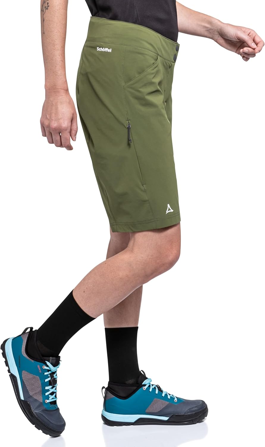 Schöffel Damen Shorts Danube L, wasserabweisende Radhose, schnell trocknende Fahrradhose mit Bundver