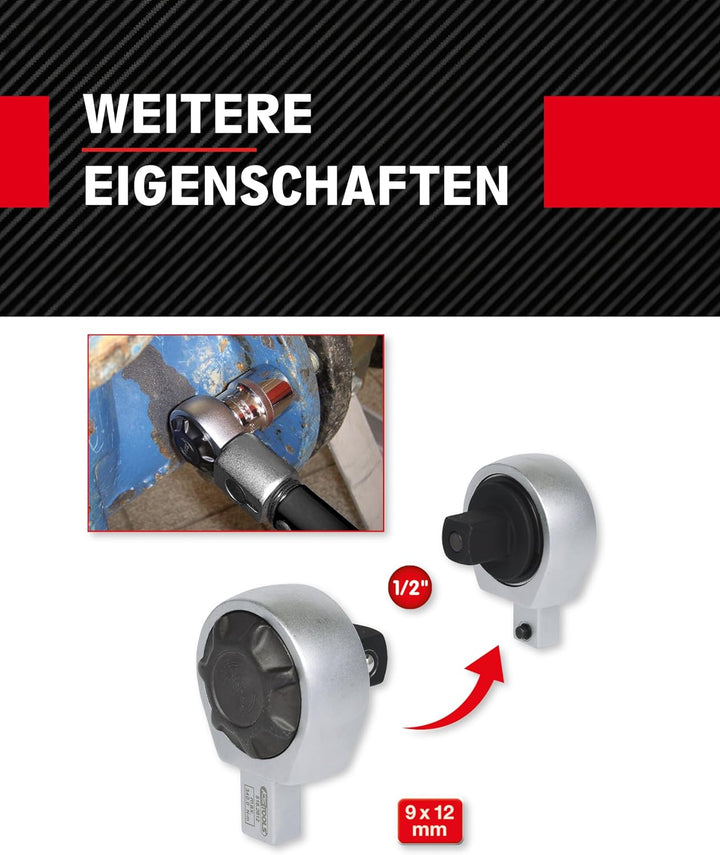 KS Tools Einsteck Umschaltknarre 9 x 12 mm 516.2612 I 1/2 Zoll Ratsche verchromt, feinverzahnt & mit