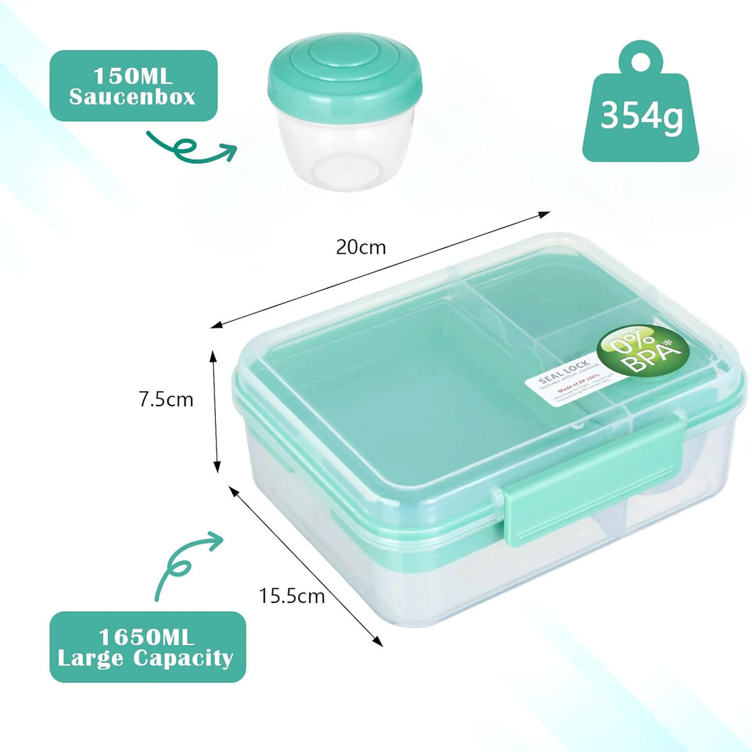 VINATO Brotdose Kinder mit Fächern, Lunchbox für Erwachsene und Kinder, Bento Box mit Tragbarem Grif