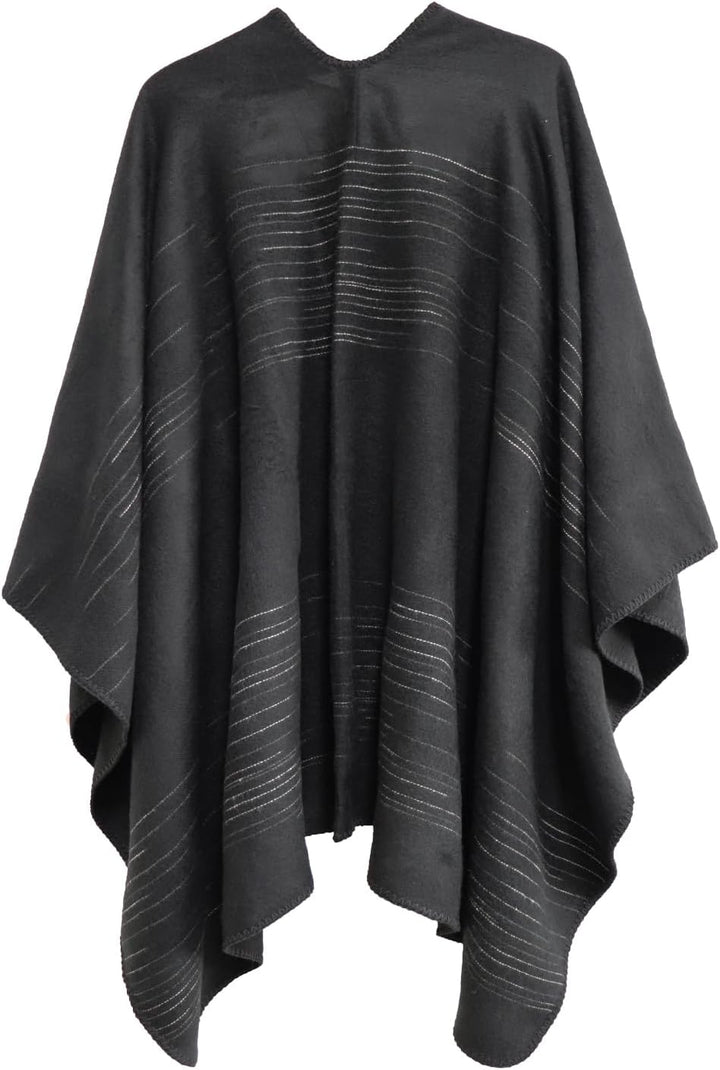 Shmily Girl - Damen Poncho Habe Gestrickt Überdimensionalen Decke Kap-Schal Einheitsgrösse Buntes Ga