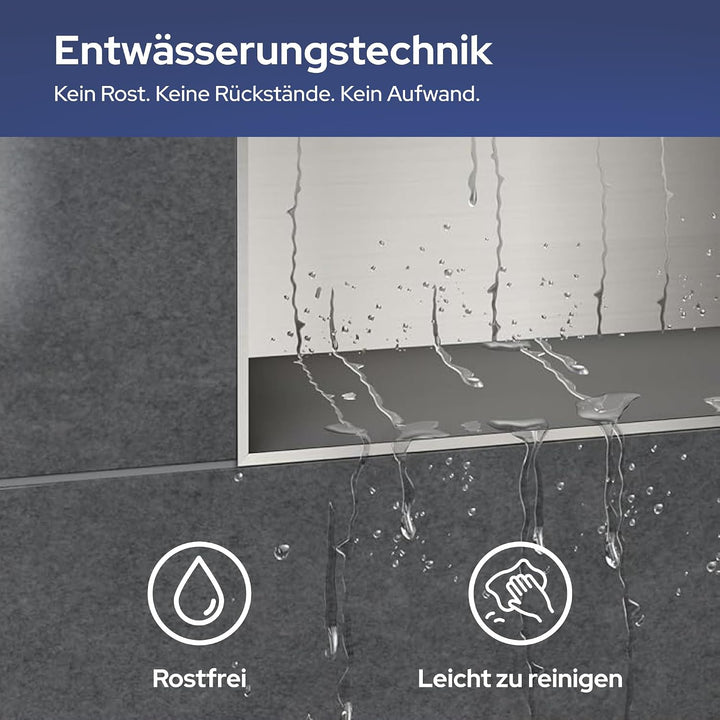 VILSTEIN Wandnische Dusche 30x90 cm [ROSTFREI] - Randlose Nische - Wandnische Silber - Einbauregal f