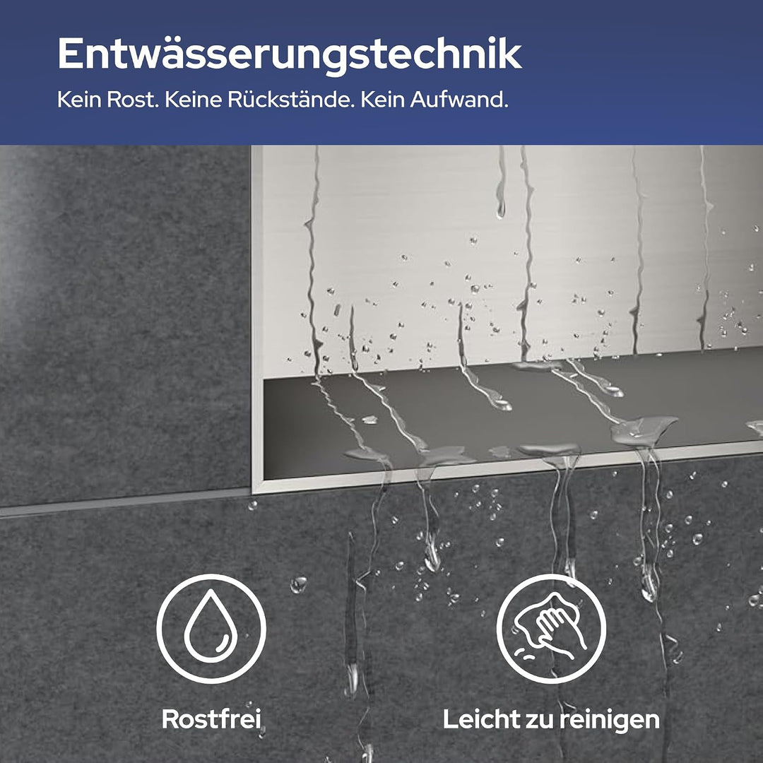 VILSTEIN Wandnische Dusche 30x45 cm [ROSTFREI] - Randlose Duschnische - Wandnische Silber - Einbaure