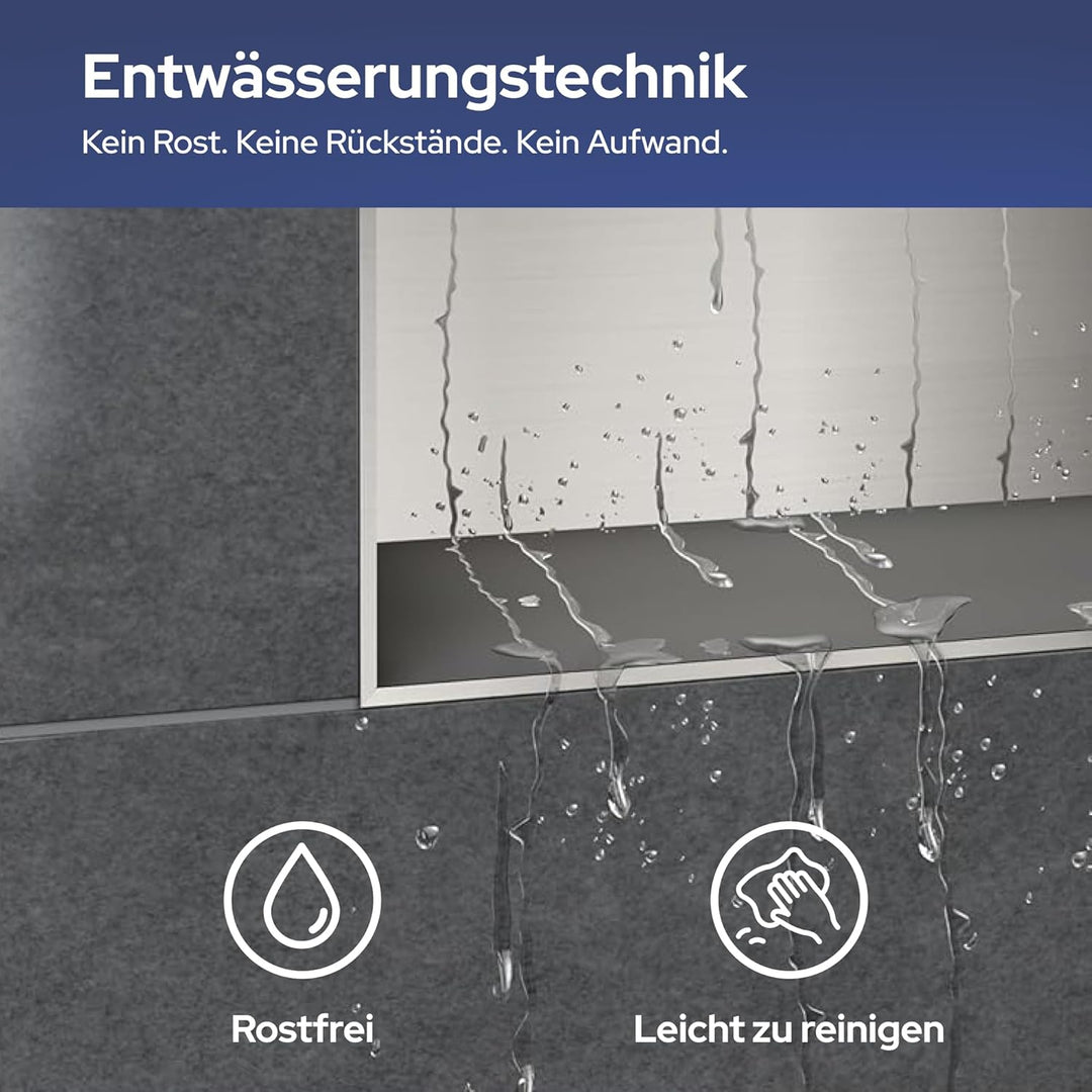 VILSTEIN Wandnische Dusche 30x30 cm [ROSTFREI] - Randlose Duschnische - Wandnische Silber - Einbaure