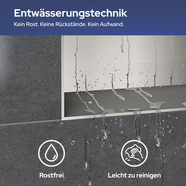 VILSTEIN Wandnische Dusche 30x30 cm [ROSTFREI] - Randlose Duschnische - Wandnische Silber - Einbaure