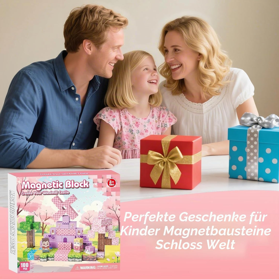 100 Stück Magnetblöcke, Magnetblöcke für Kinder im Alter von 4–8 Jahren, magnetische Würfel-Sets für