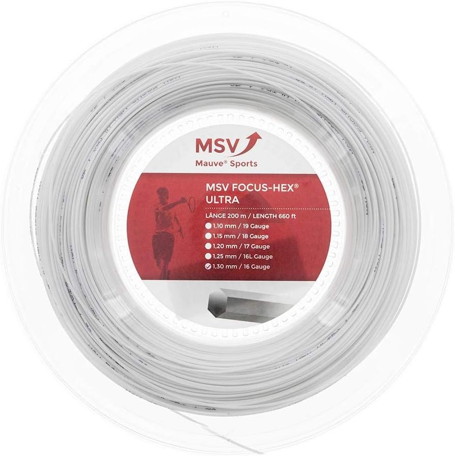 MSV Unisex – Erwachsene Focus-hex Ultra Saitenrolle 200m-Schwarz Tennis-Saite Einheitsgrösse Schwarz