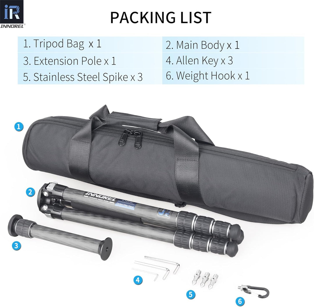 Karbonfaser-Stativ-INNOREL KT284C Super tragbares Reisestativ für DSLR-Kamera Robuster kompakter Stä