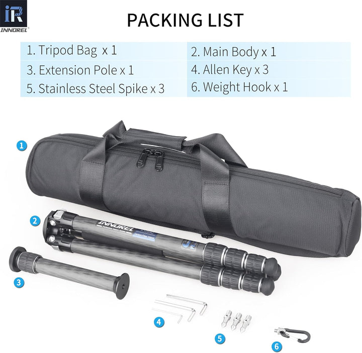 Karbonfaser-Stativ-INNOREL KT284C Super tragbares Reisestativ für DSLR-Kamera Robuster kompakter Stä