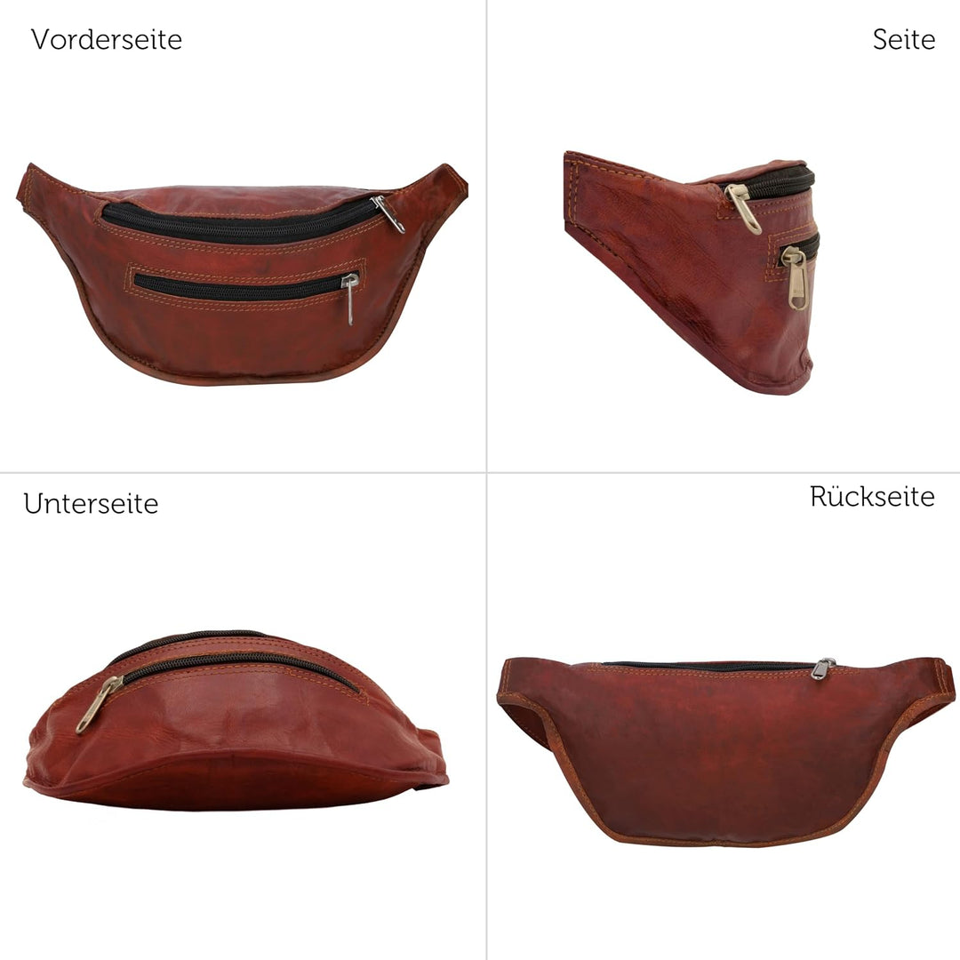 Gusti Gürteltasche Leder - Richard Damen und Herren Bauchtasche Hüfttasche Festivaltasche Vintage Br