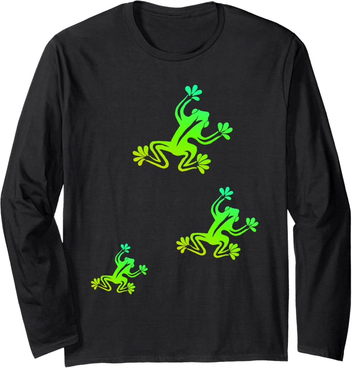 Grüner Frosch Kunst Tier Motiv Aufdruck Langarmshirt