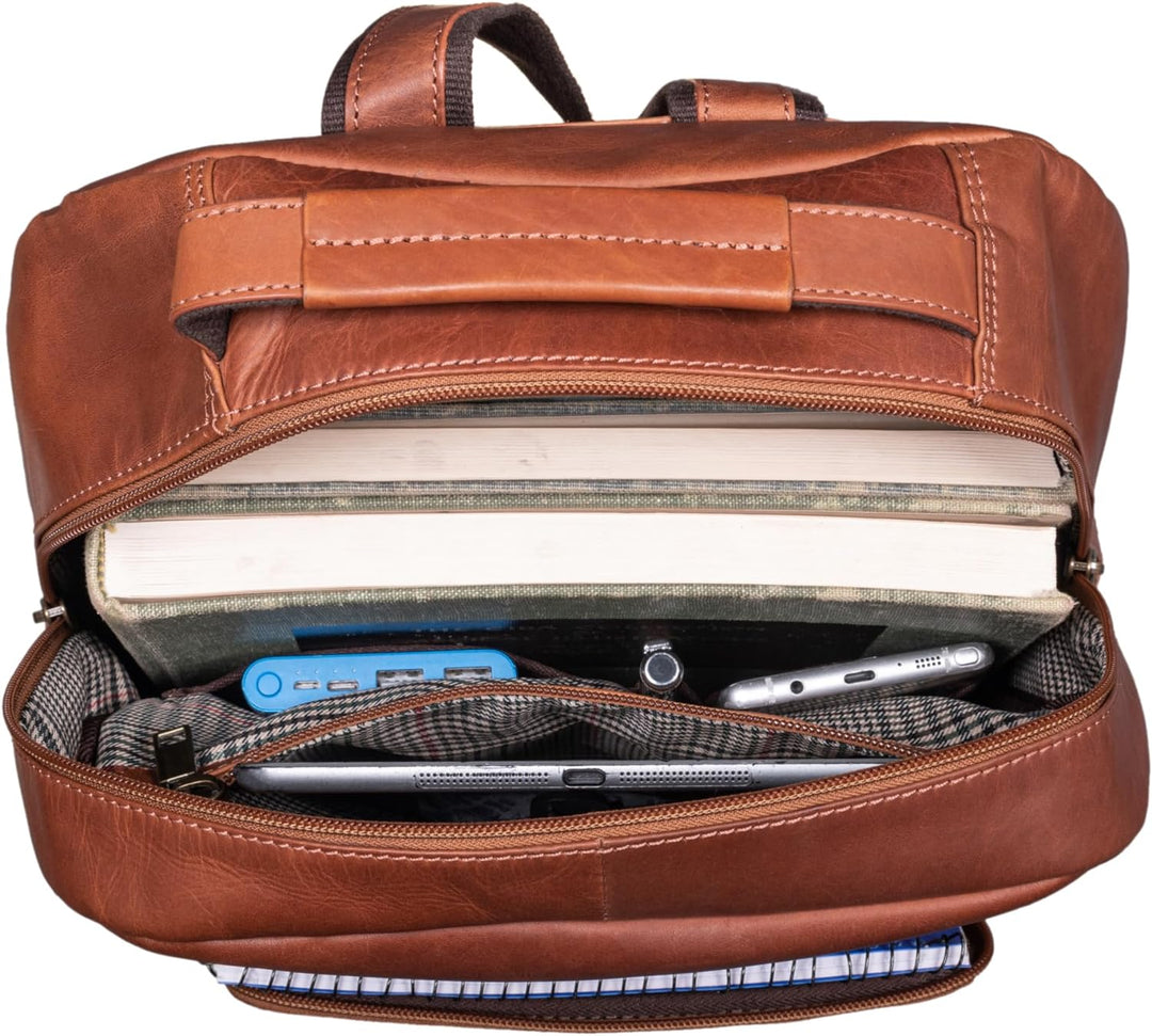 STILORD 'Glover' Business Lederrucksack für 15,6 Zoll Laptop Rucksack für Damen und Herren DIN A4 Of