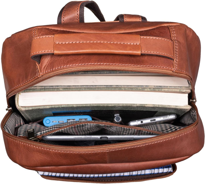 STILORD 'Glover' Business Lederrucksack für 15,6 Zoll Laptop Rucksack für Damen und Herren DIN A4 Of