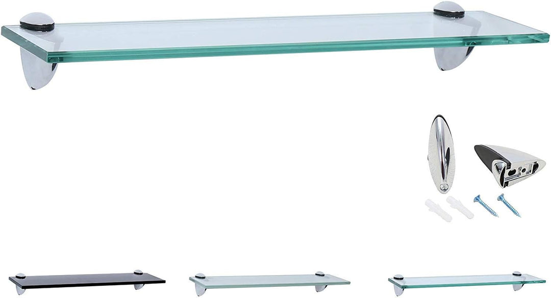 Rapid Teck Glas Wandregal Klarglas transparent 60cm x 20cm - Glasregal mit 8mm ESG Sicherheitsglas -