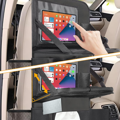 ERWEY Auto Organizer Kinder Rückenlehnenschutz mit Faltbar Tisch, Rücksitz Organizer mit 12 Zoll Pad