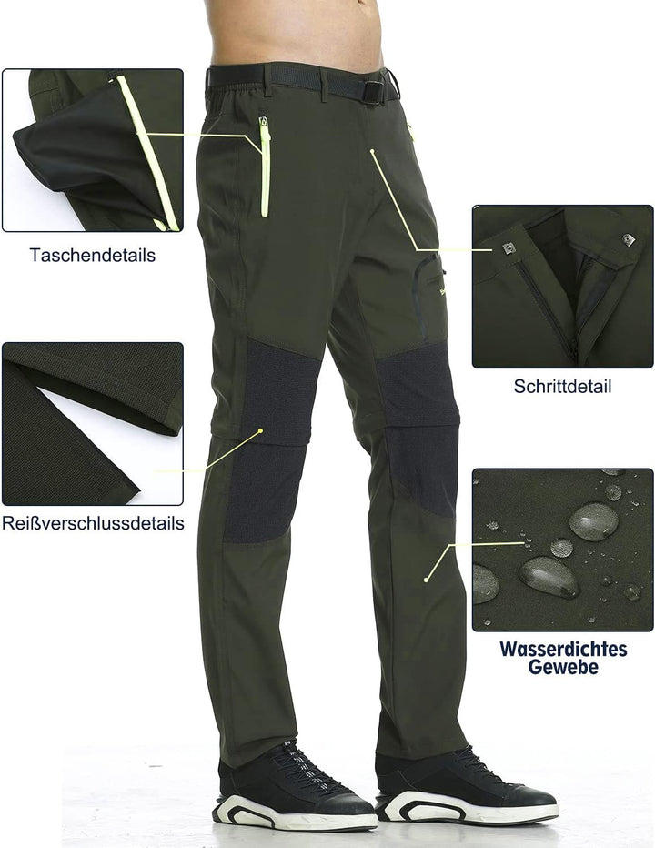 Herren Wanderhose Zip Off Trekkinghose Outdoorhose Wasserdicht Schnelltrocknend Softshellhose Abnehm