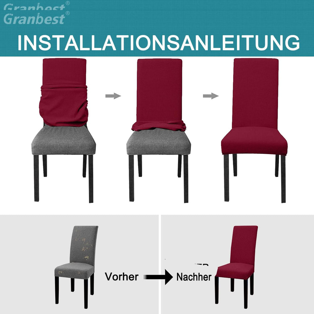Granbest Premium Wasserdicht Esszimmerstuhl Abdeckungen Satz Von 6, Elastische Hohe Zurück Stuhlhuss