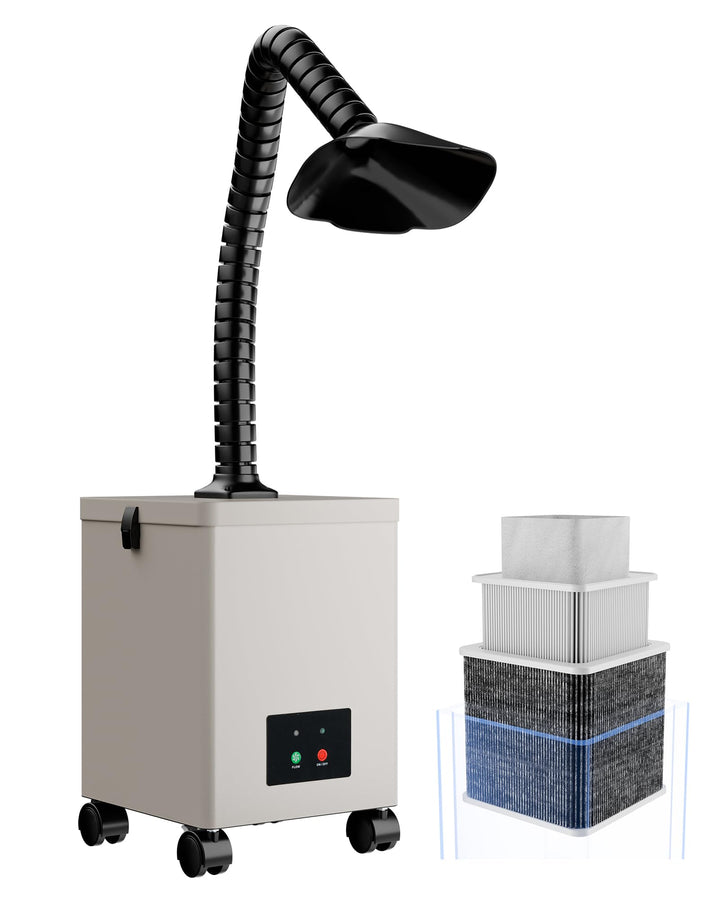 OMTech Rauchabsauger XF18 mit 3-Stufen-Filter Rauchabsorber und -reiniger mit Rädern 80W 180m3/h Löt