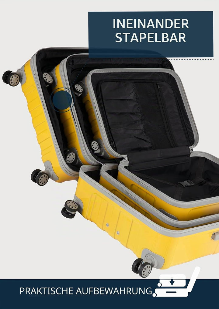 suitline - Hartschalen-Koffer Koffer Trolley Rollkoffer Reisekoffer, TSA, 66 cm, ca. 58 Liter, PC gl