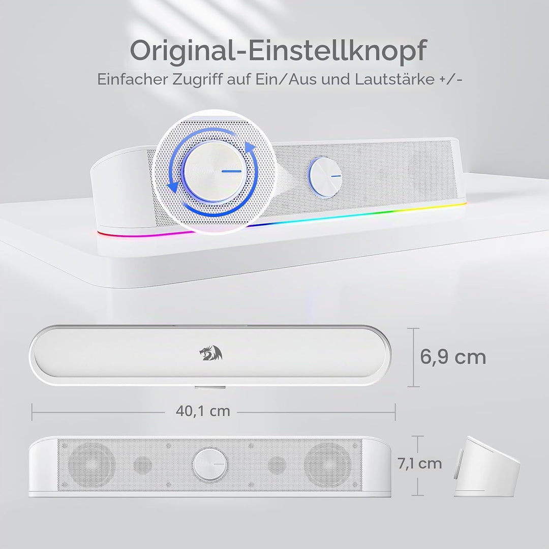 Redragon GS560 Adiemus RGB Desktop-Soundbar, 2.0-Kanal-Computerlautsprecher mit dynamischer Lichtlei